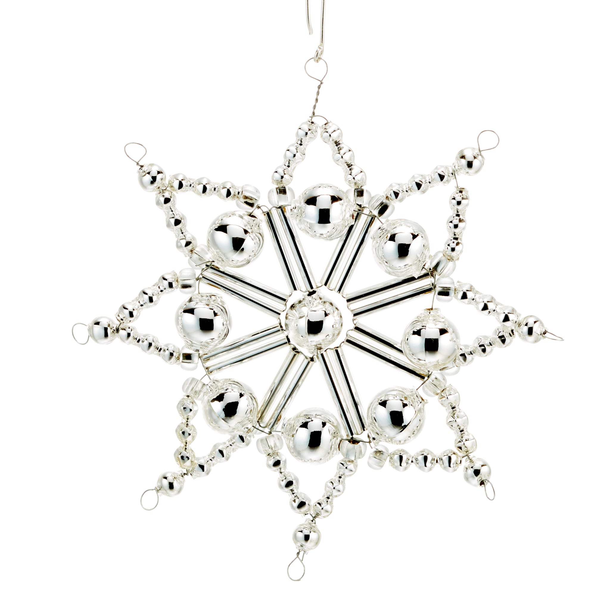 Beaded Silver Star Ornament