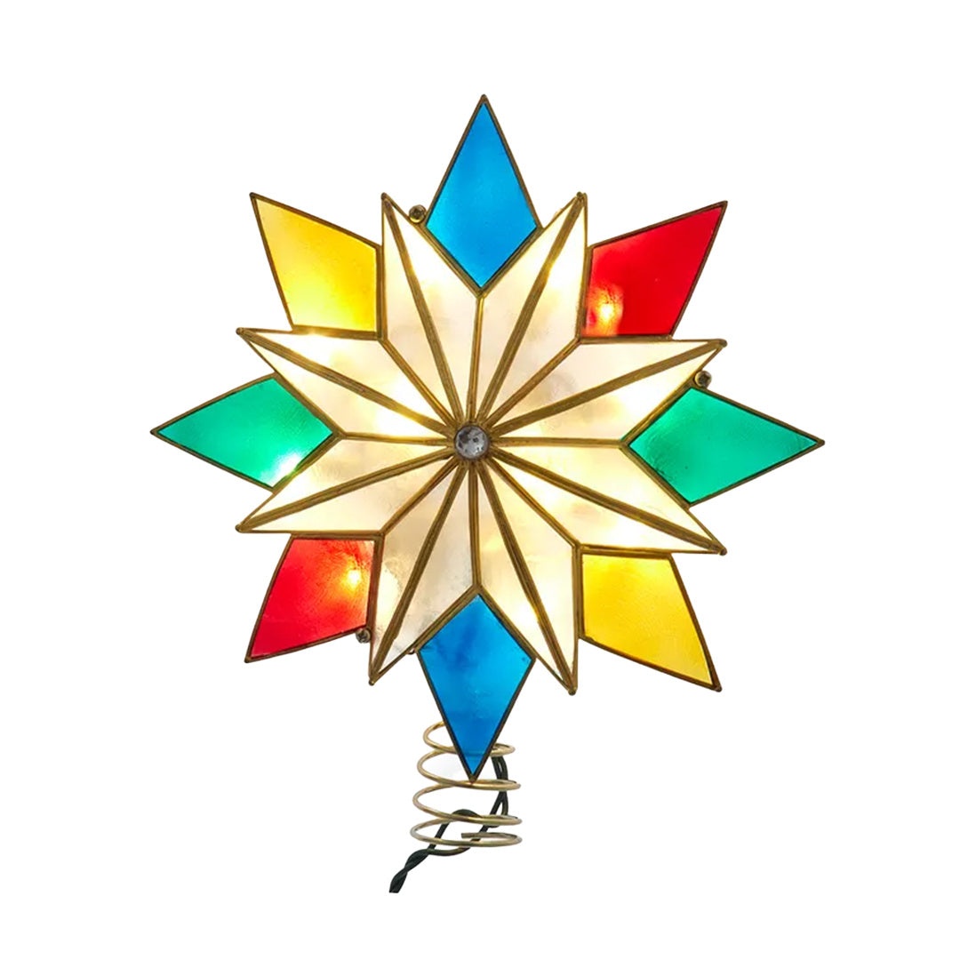 Pre-Lit Multicolor Capiz Shell Star Tree Topper