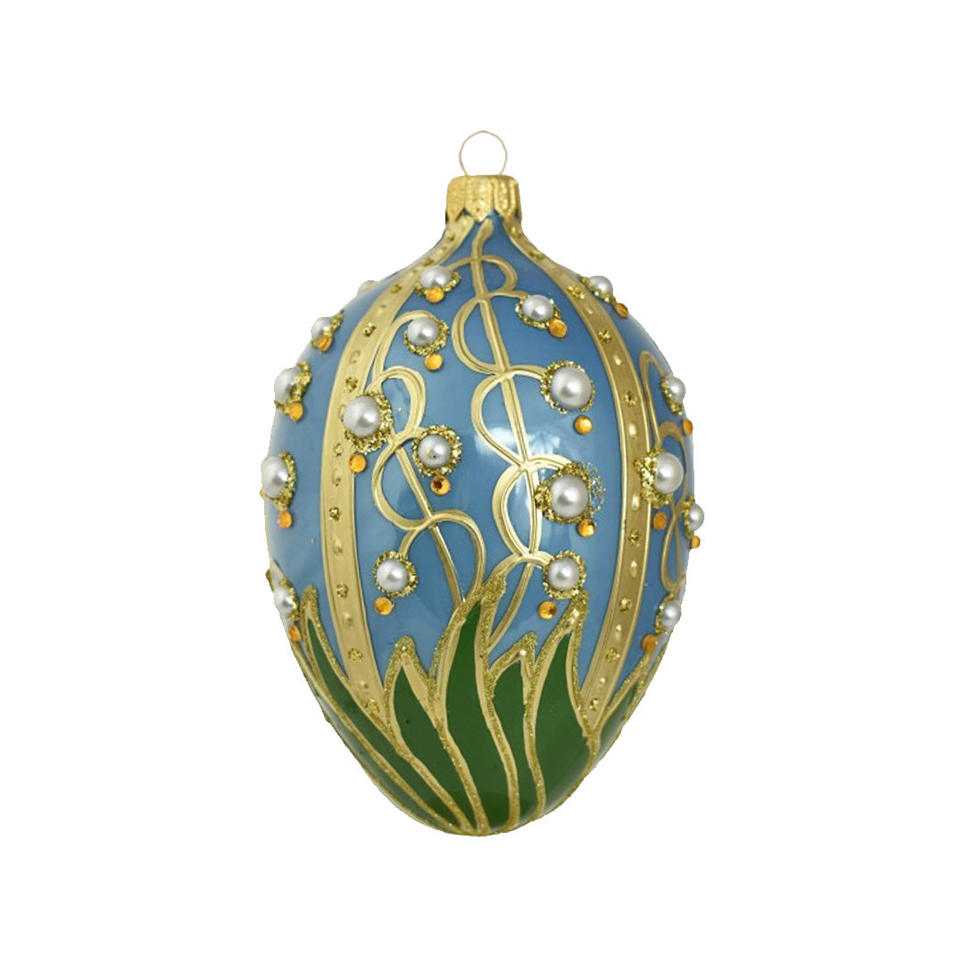 Lilies of the Valley Blue Egg Ornament