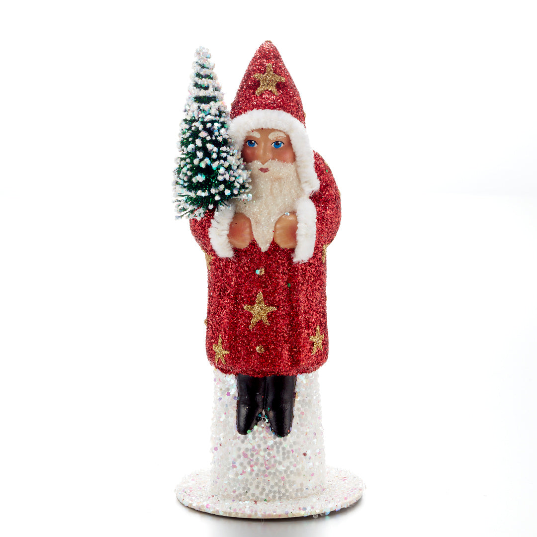 Ino Schaller Red Coat with Gold Stars Santa