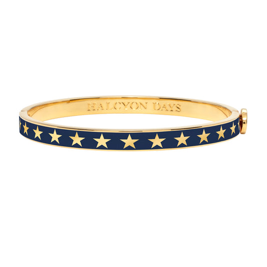 Halcyon Days Star Skinny Enamel Bangle, Blue