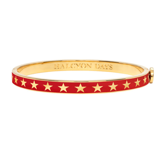 Halcyon Days Star Skinny Enamel Bangle, Red