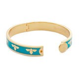 Bee Enamel Hinged Bangle, Turquoise