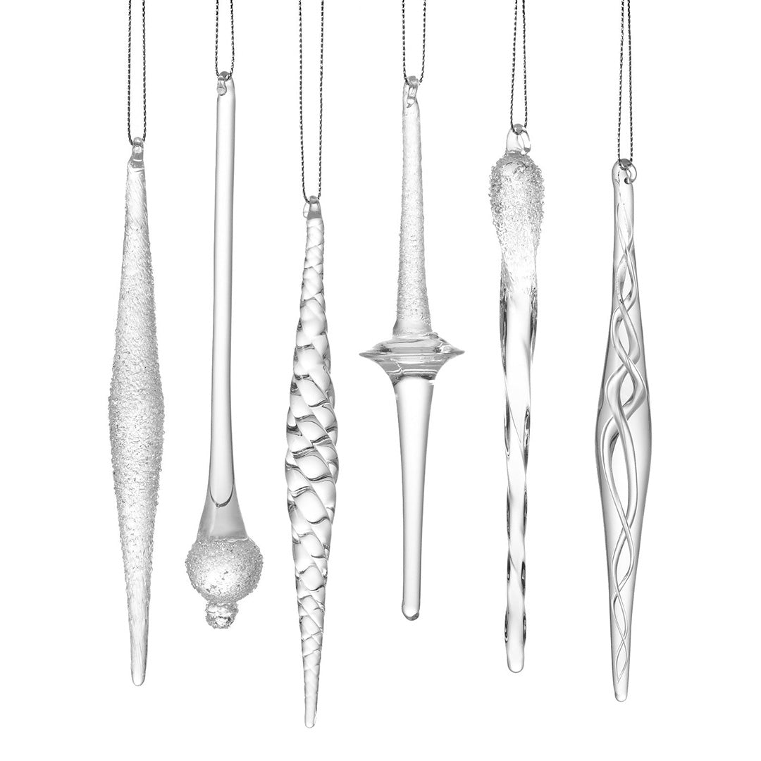 Frosted Icicle Ornaments, Set of 24