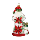 Winter Poinsettia Santa Ornament