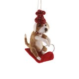Sledding Dog Felt Ornament