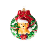 Christmas Wreath & Puppy Ornament