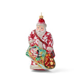 Floral Coat Santa Ornament