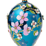 Pink Blooms on Blue Egg Ornament