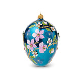 Pink Blooms on Blue Egg Ornament