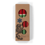 Festive Striped Taper Candles, Set of 4