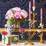 Striped Orange & Pink Taper Candles, Set of 4