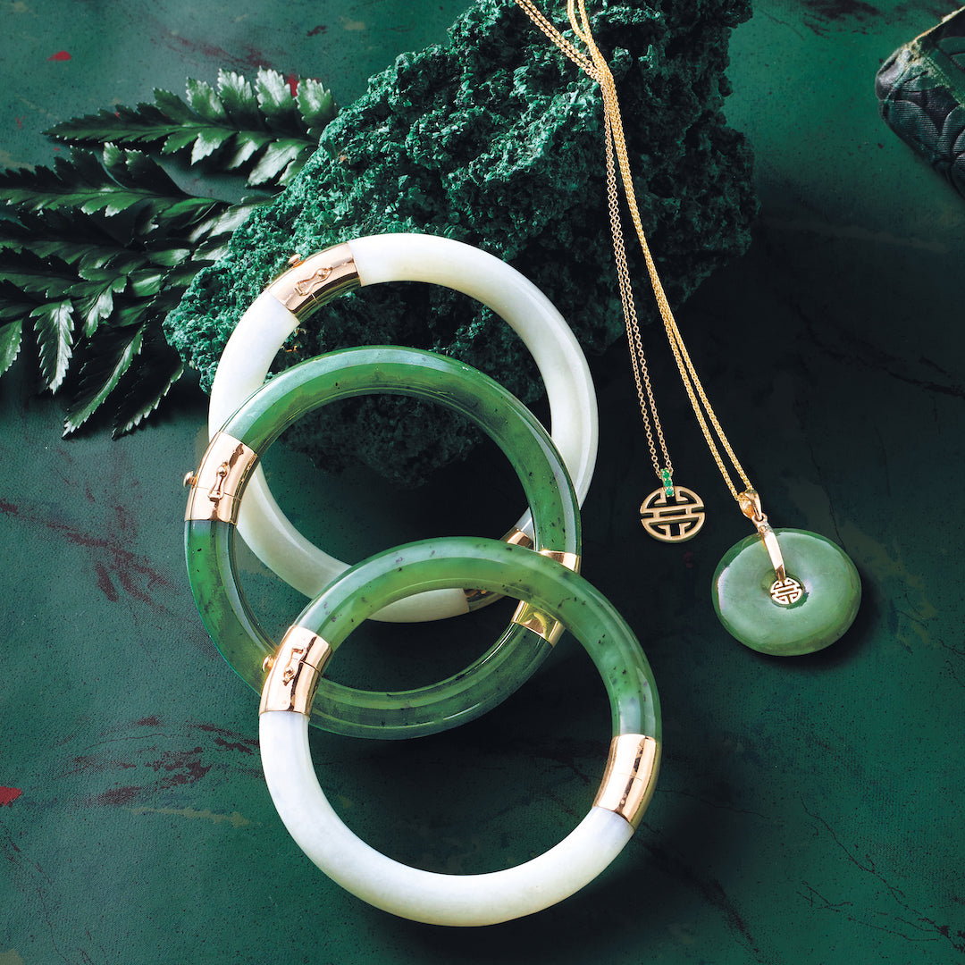 Pacific Bangle in White Jade