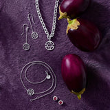 Silver Chunky Link Necklace with Shou Pendant