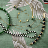 Ginkgo Leaf & Green Nephrite Jade Drop Earrings