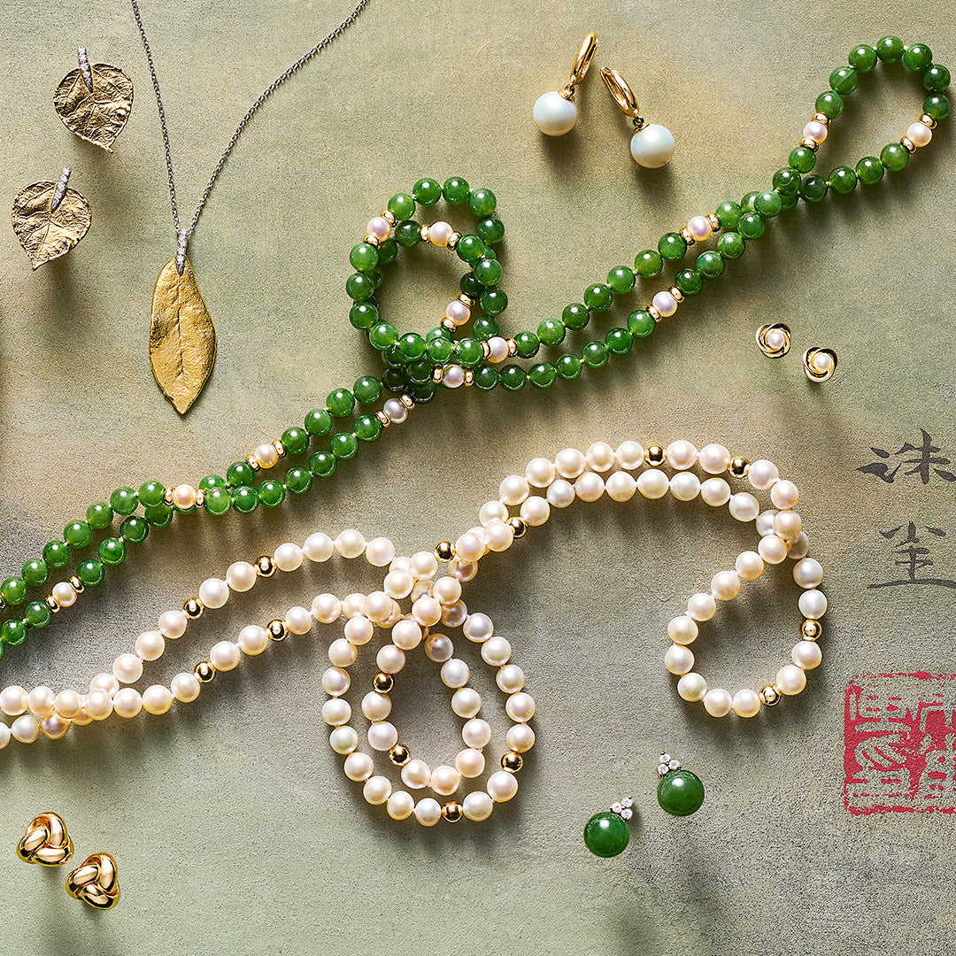 6mm Pearl & Gold Rope Necklace