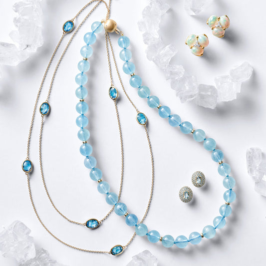 Station Necklace in Swiss Blue Topaz