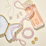 6mm Rose Quartz & Gold Rope Necklace