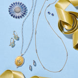 Oval Multi-Gemstone Scallop-Edge Pendant Necklace