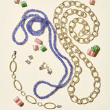 Gold & Diamond Oval Link Long Necklace