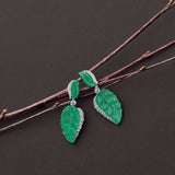 Carved Jade Leaves & Diamond Drop Earrings