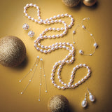 White Pearl & Diamond Blossom Earrings