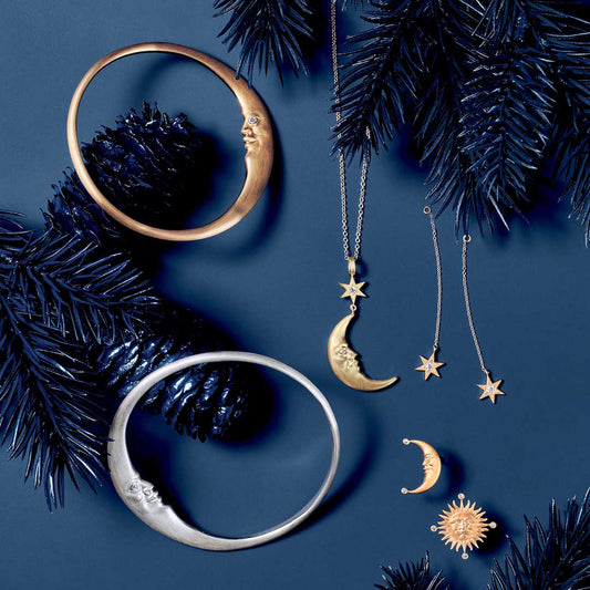 Silver Crescent Moon Bangle