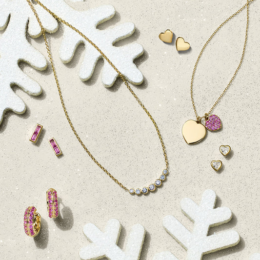 Pink Sapphire & Gold Heart Pendant Necklace