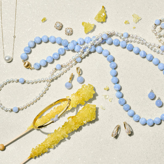 Pearl & Blue Lace Agate Rope Necklace