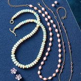 Forget-Me-Not Earrings in Rose Quartz & Diamonds