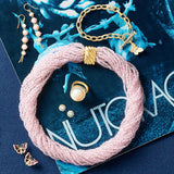 Pink Opal Long Textile Earrings