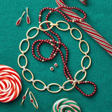 Garnet & Gold Station Rope Necklace