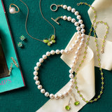 Green Enamel & Tsavorite Butterfly Pendant Necklace