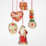 Red & Gold Floral Jeweled Heart Ornament