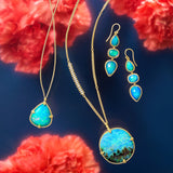 Three-Stone Blue Opal Earrings