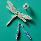 Sapphire & Diamond Long Barrel Earrings