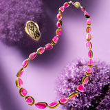 Watermelon Tourmaline Necklace with Antique Ojime Clasp