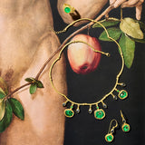 Sliced Trapiche Emerald & Black Diamond Necklace
