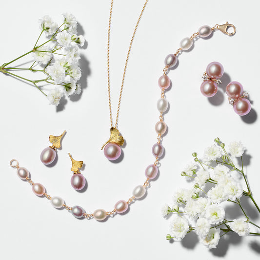 Ginkgo Pink Pearl Pendant Necklace