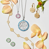 Silver Shou Pendant Necklace with Swiss Blue Topaz