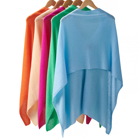 Cashmere Poncho, Skyline Blue