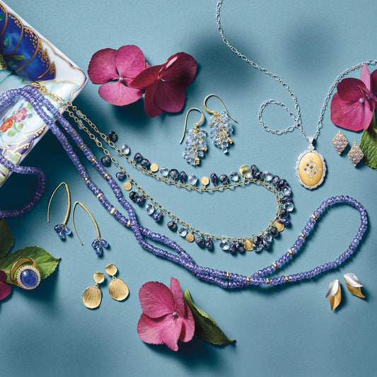 Blue Multi-Gemstone Briolette & Petal Necklace