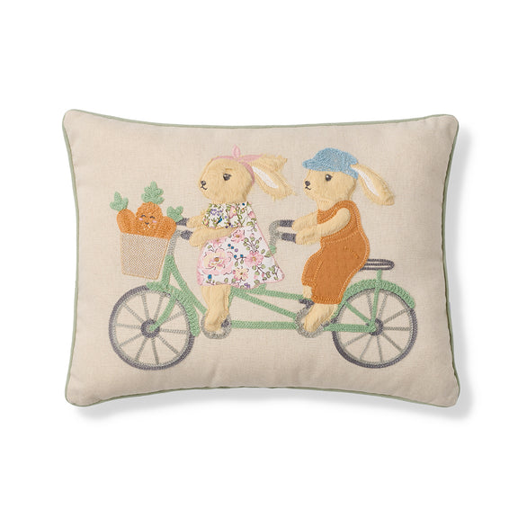 Bunnies on Bicycle Pillow