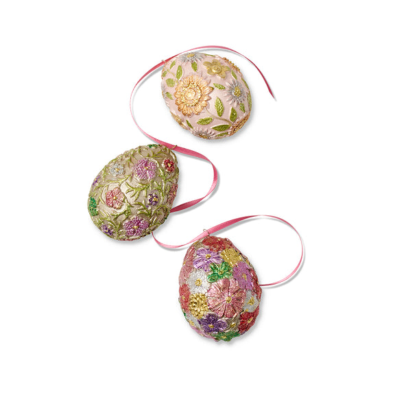 Gump's Decorative Floral Eggs, Set of 3