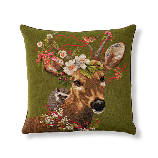 Spring Woodland Deer Pillow