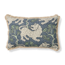 Lion Dance Lumbar Pillow, Indigo