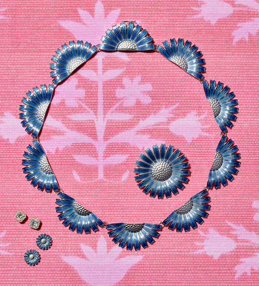 Blue Daisy Necklace