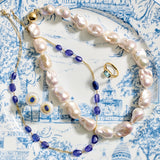 Tanzanite Pebble Station Chain Necklace