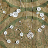 White Daisy Double Drop Earrings