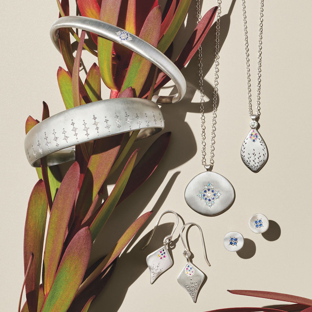 Silver & Multi-Color Sapphire Secret Garden Earrings